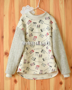 肩落ちラウンドプルオーバー