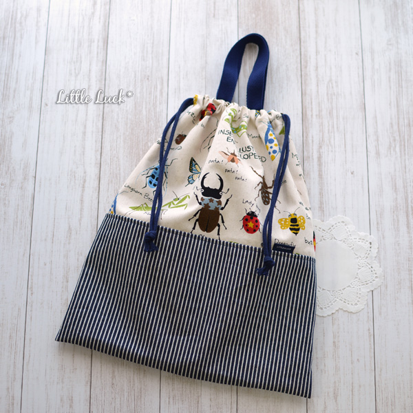 持ち手付き巾着袋