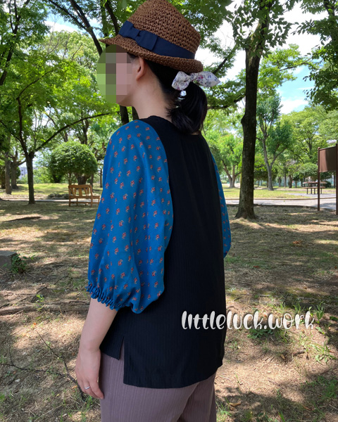 バイカラーブラウス