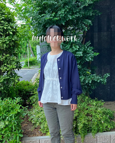 フロントデザインフレンチスリーブブラウス